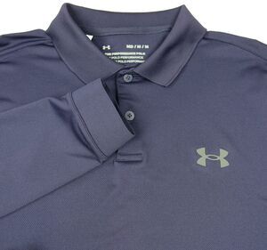 UNDER ARMOUR The Performance Polo Golf Shirt Mens Medium Navy Loose Long Sleeve